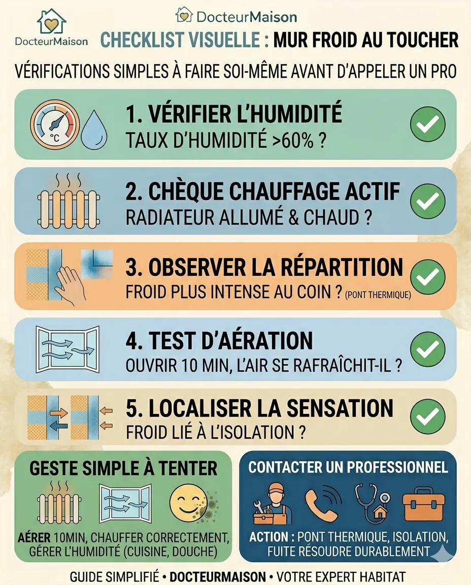 Checklist visuelle pour comprendre : Mur froid au toucher